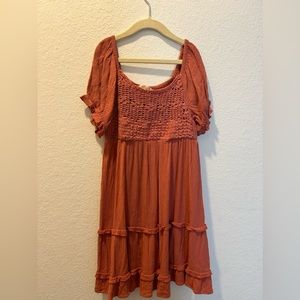 Used girl's dress in very good condition, brown color size 10 brand blush.
